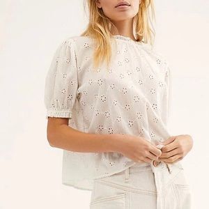 Free People ‘Letters to Juliet’ White Eyelet Blouse
